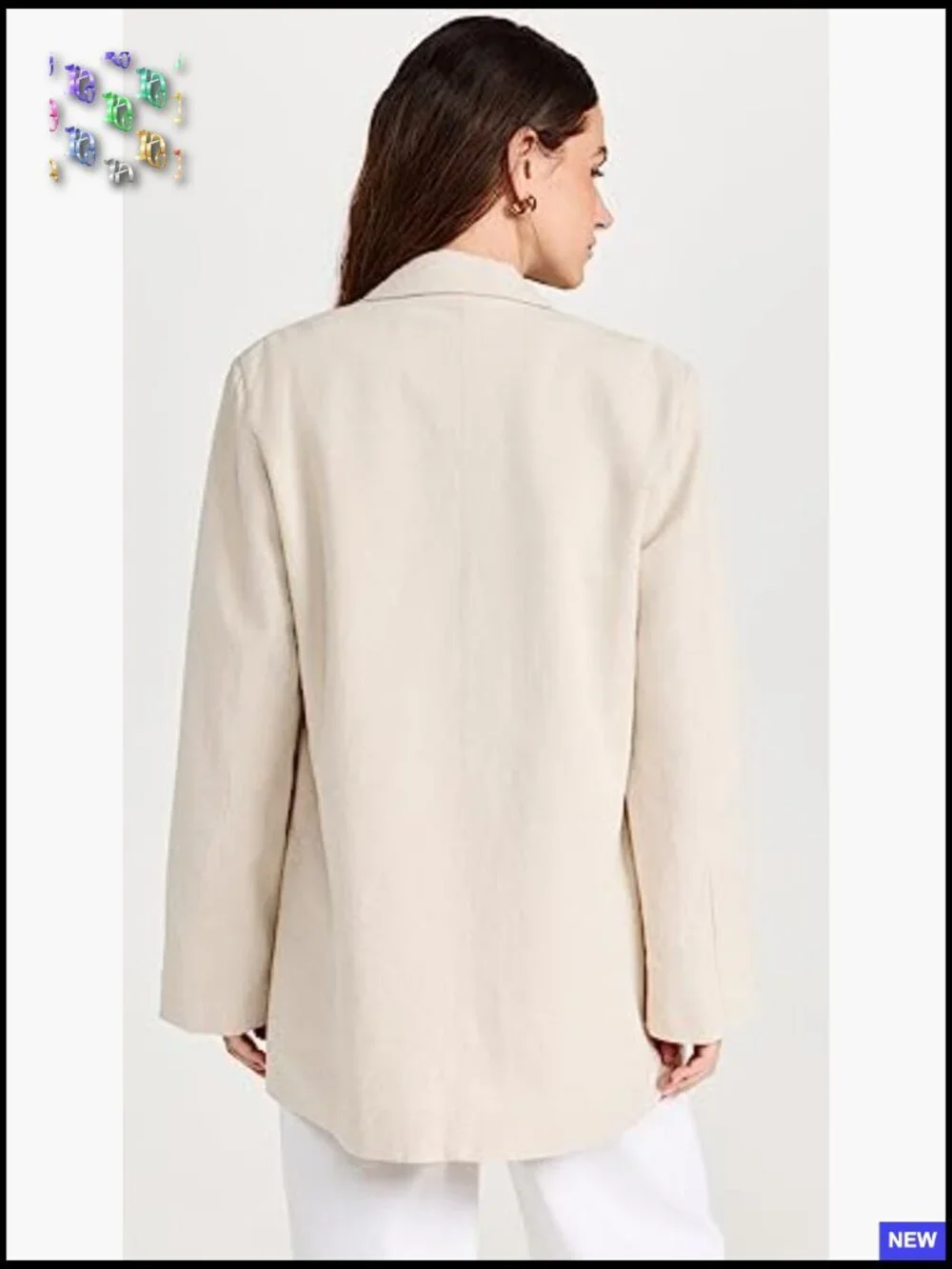 Oversized Blazer Notch Collar Long Sleeve Canvas Twill Business Casual Chic
